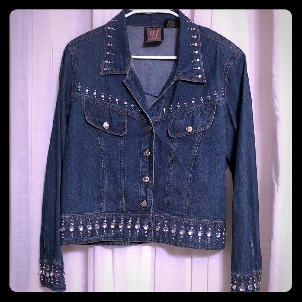 Denim jacket with sequence